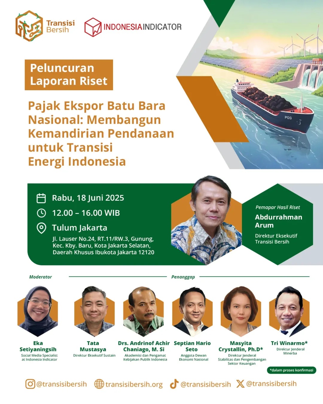 Peluncuran Laporan Riset “Pajak Ekspor Batu Bara Nasional: Membangun Kemandirian Pendanaan untuk Transisi Energi Indonesia”